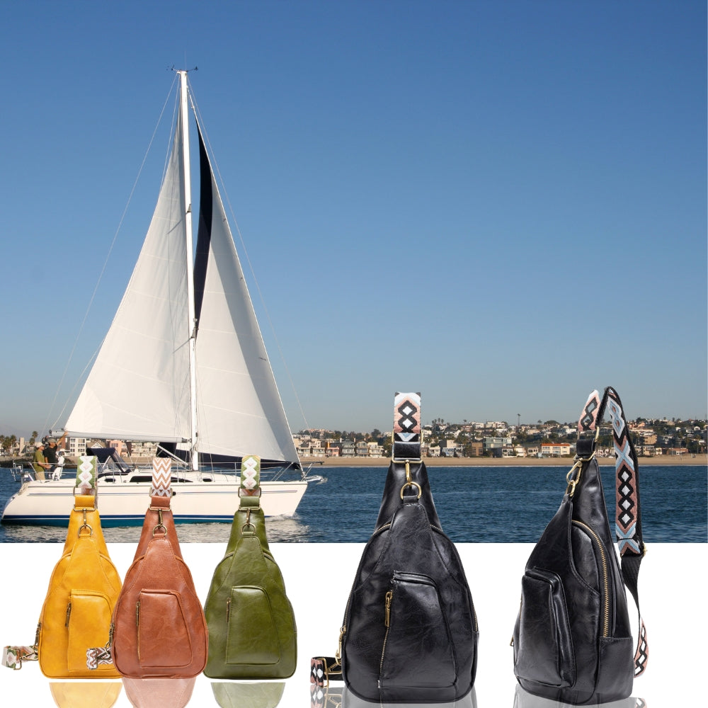 PU leather sailor bag shoulder bag or carried on the back In black, brown, yellow and green colors