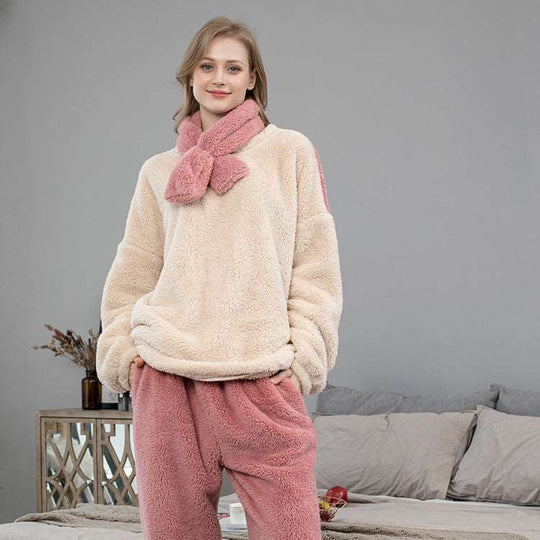 Coral Velvet Pajamas Autumn Winter Plus Size Thickened Fleece-Lined Loungewear