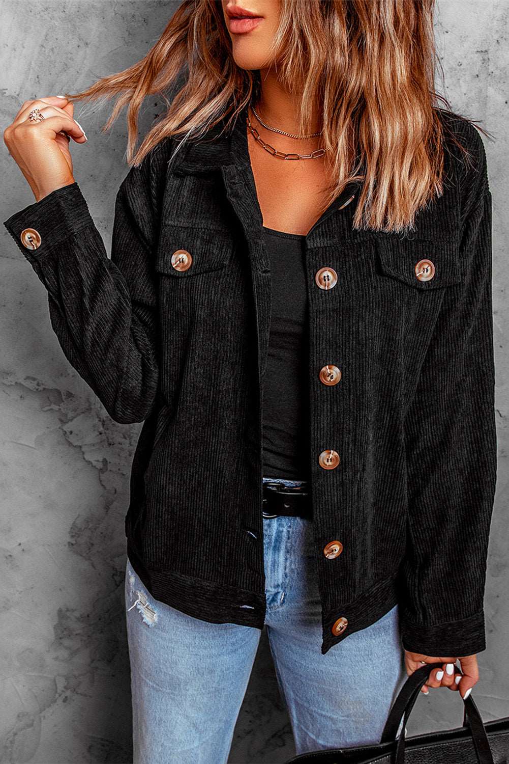 women long-sleeve Corduroy stylish Jacket