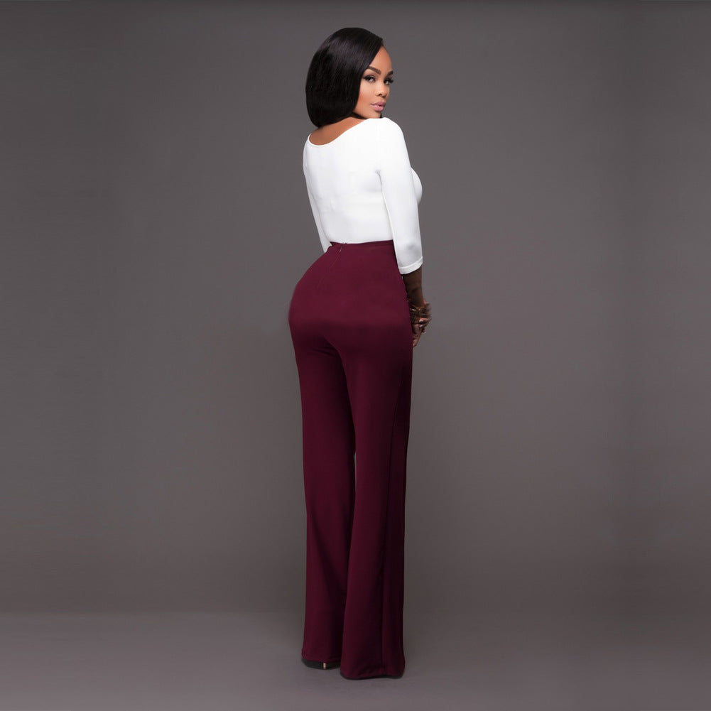 Elegant Slim-Fitting Cool Double Breasted Flared Pants