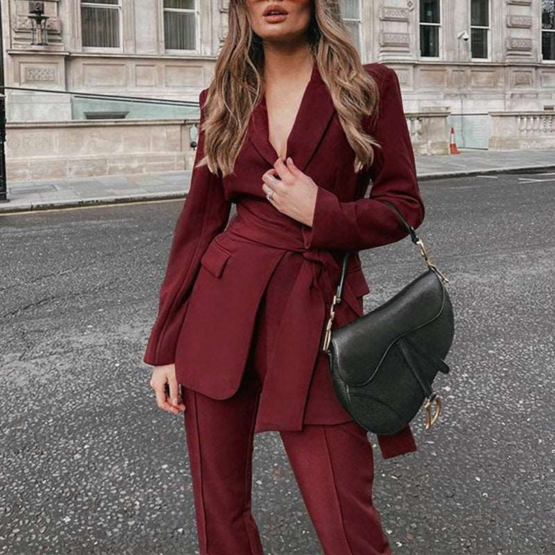 autumn New   Fashion Suit Two-Piece Set Blazer