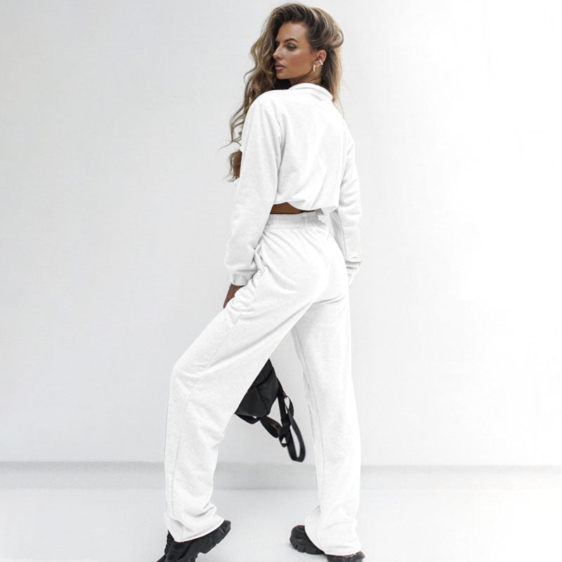 Double Bag Long Sleeve Top Casual Trousers Women Suit