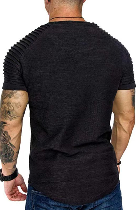 Men's Short Sleeve T-Shirt Muscle Fitted T Shirt Gym Workout Athletic Tee