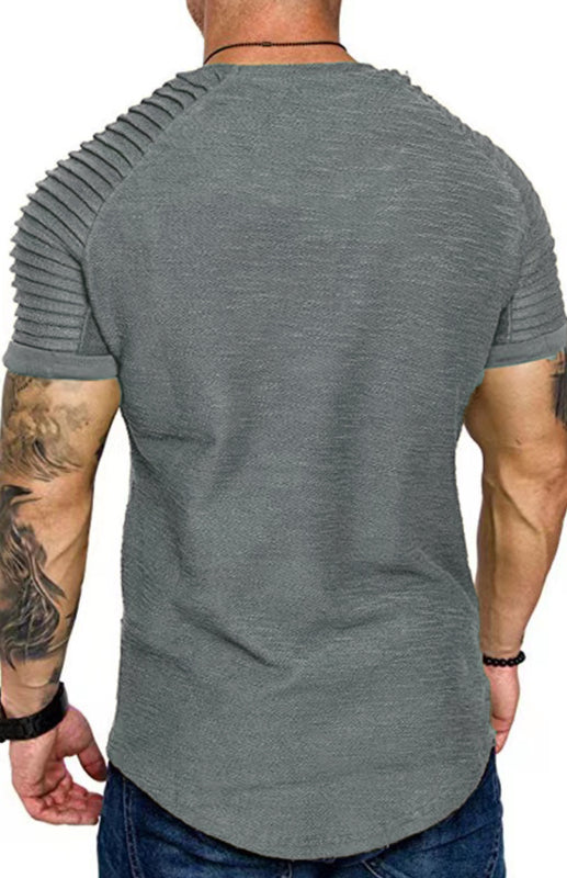 Men's Short Sleeve T-Shirt Muscle Fitted T Shirt Gym Workout Athletic Tee