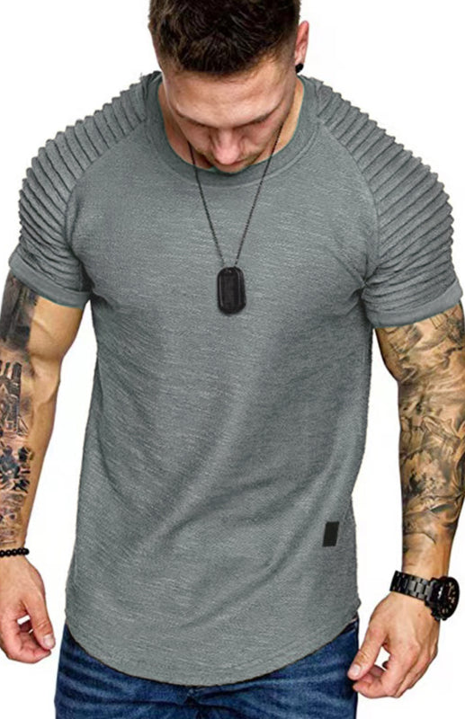 Men's Short Sleeve T-Shirt Muscle Fitted T Shirt Gym Workout Athletic Tee