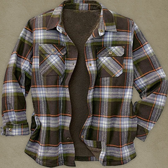 Long Sleeve Lapel Lapel Plaid Fleece