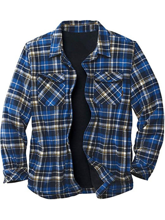 Long Sleeve Lapel Lapel Plaid Fleece