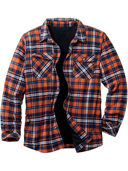 Long Sleeve Lapel Lapel Plaid Fleece