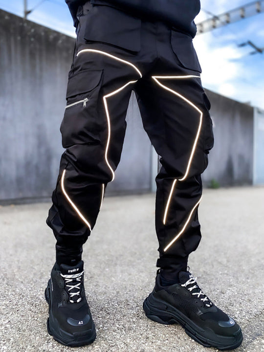 Men's trendy loose straight multi-pocket cargo pants