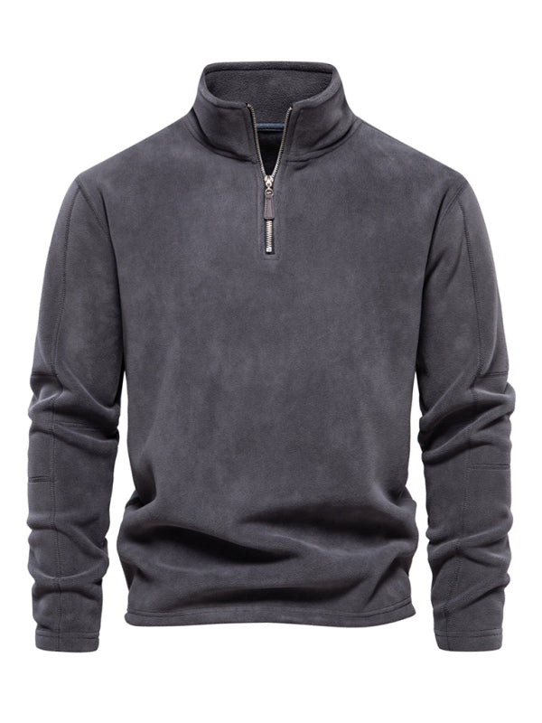 New men's polar fleece sweatshirt stand collar half zipper long sleeve sweatshirt