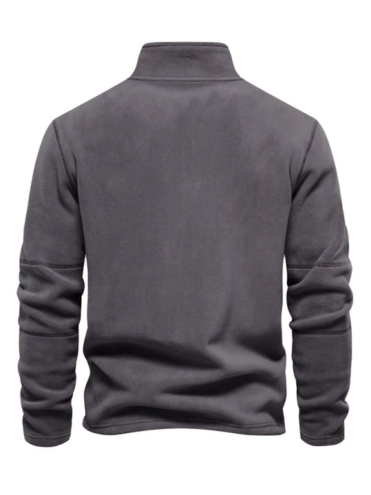 New men's polar fleece sweatshirt stand collar half zipper long sleeve sweatshirt