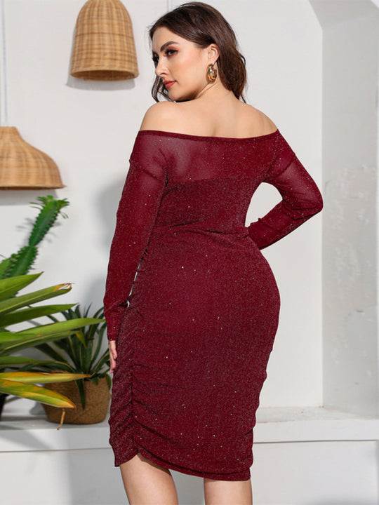 t High Waist Long Sleeve Party Dress