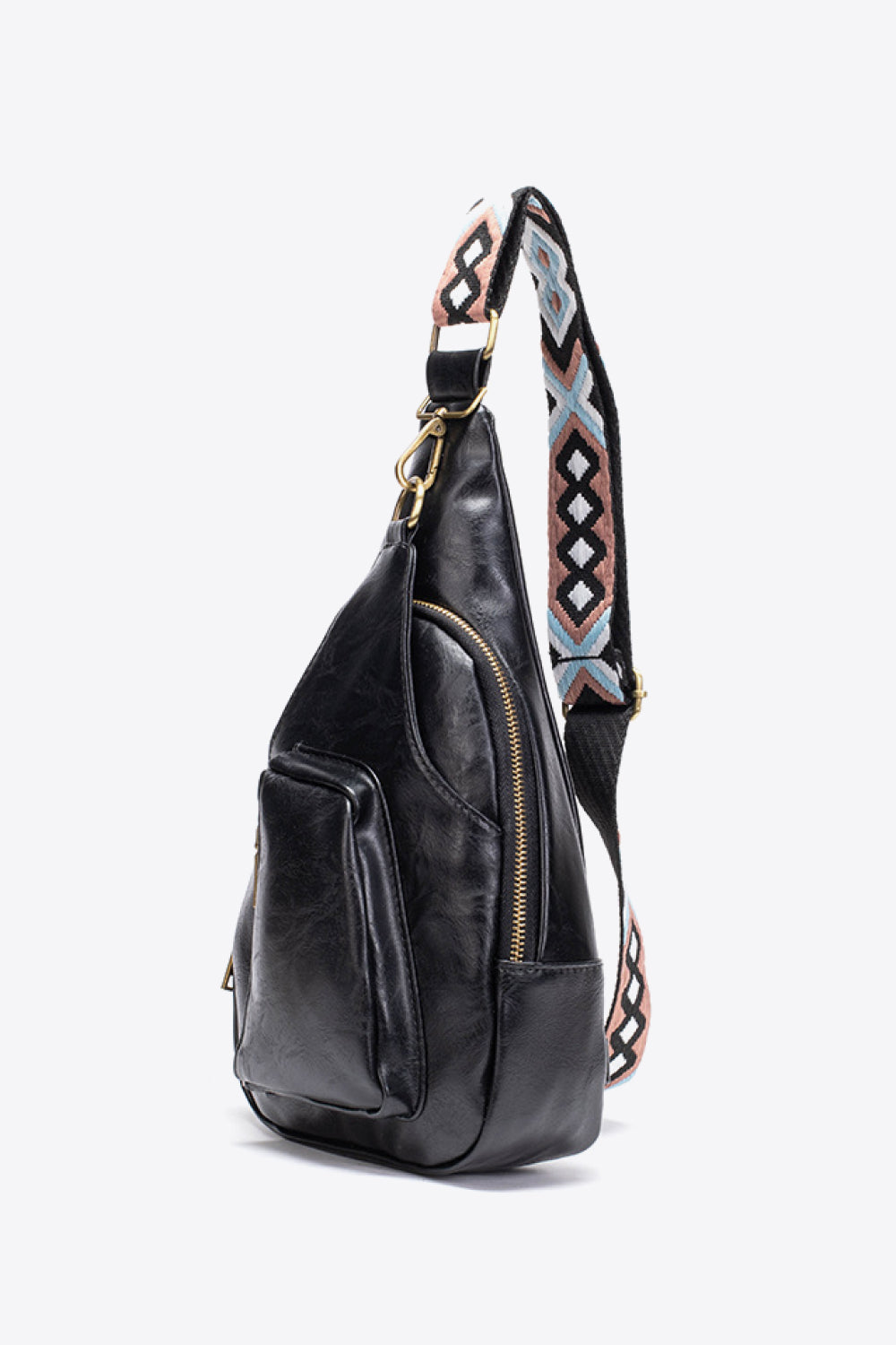 PU leather sailor bag shoulder bag or carried on the back in black