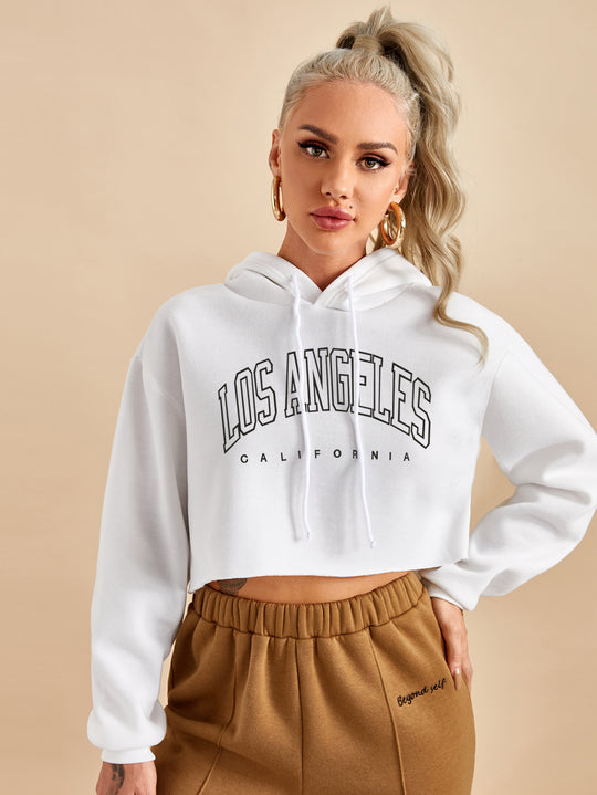 Winter  Hoody Women Street BF Pullover Short Letters Printed