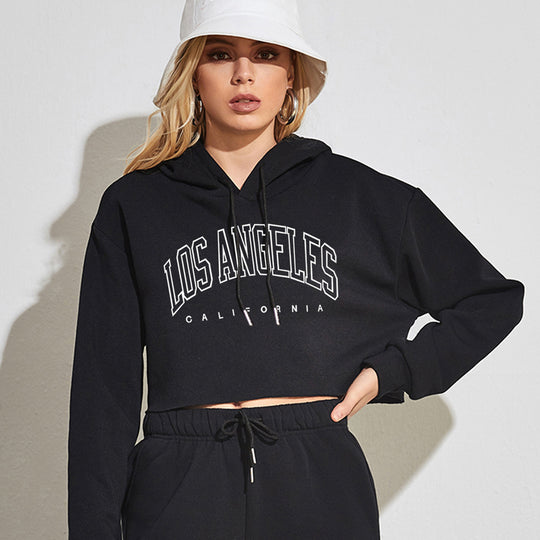 Winter  Hoody Women Street BF Pullover Short Letters Printed