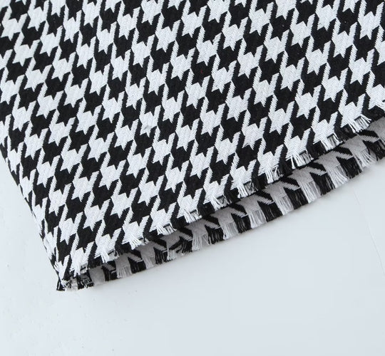 Houndstooth Knitted All Matching V neck Strap Dress