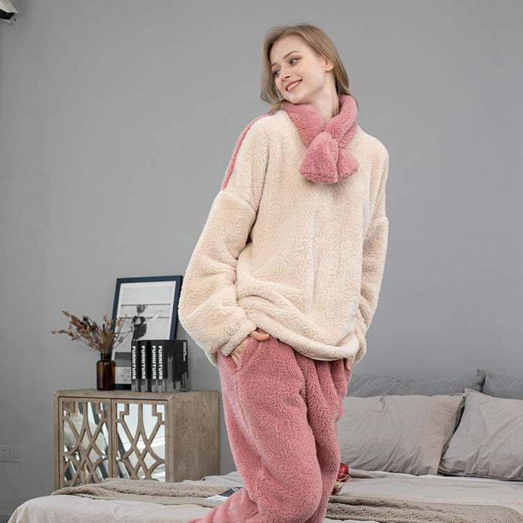 Velvet Pajamas Autumn Winter Plus Size Thickened Fleece-Lined Loungewear