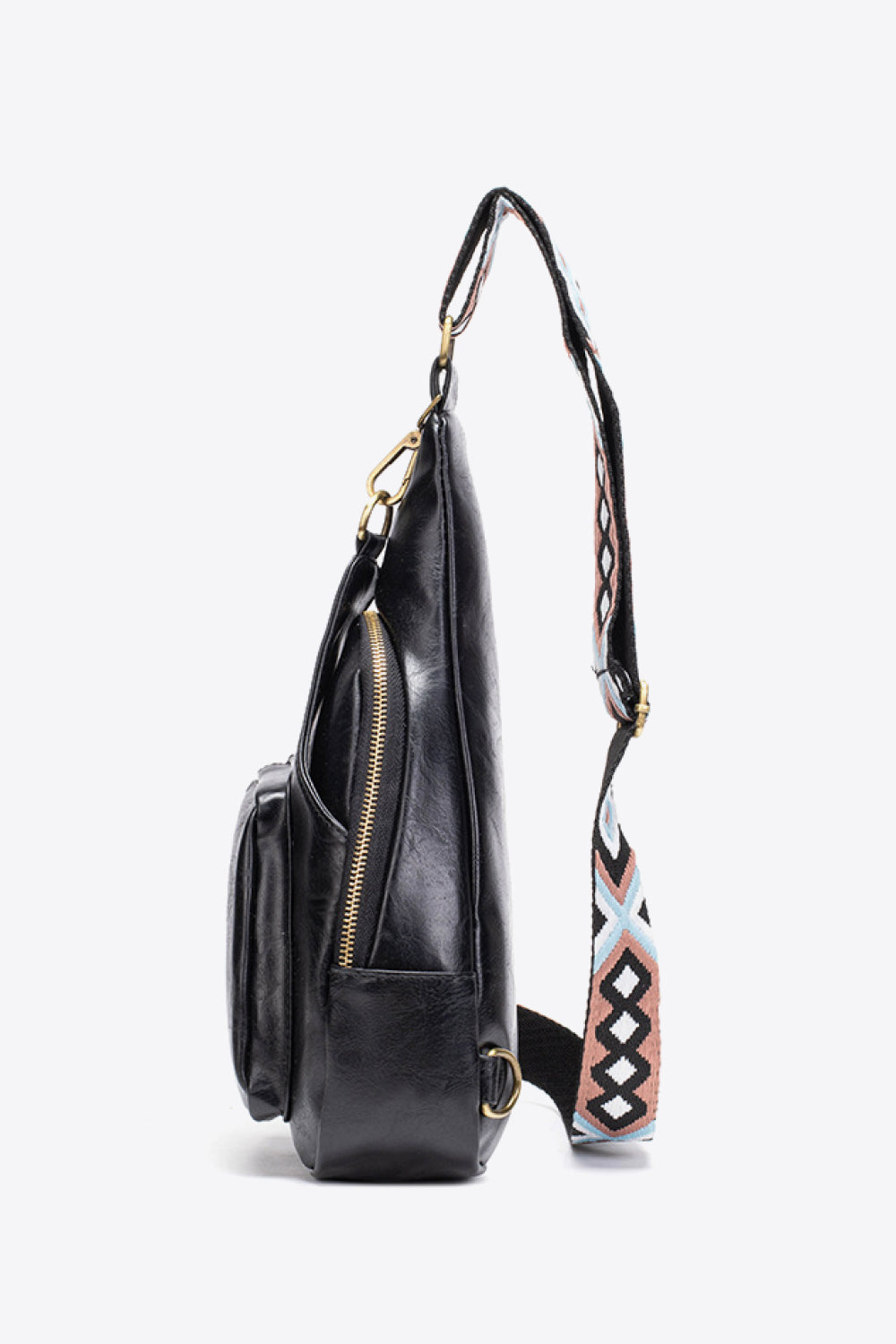 PU leather sailor bag shoulder bag or carried on the back in black