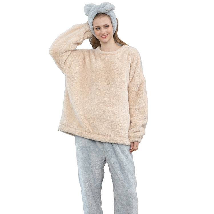 Velvet Pajamas Autumn Winter Plus Size Thickened Fleece-Lined Loungewear