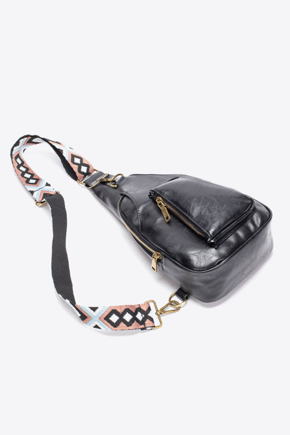 PU leather sailor bag shoulder bag or carried on the back in black