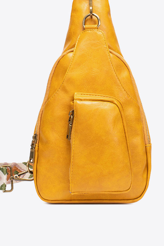 PU leather sailor bag shoulder bag or carried on the back in yellow color