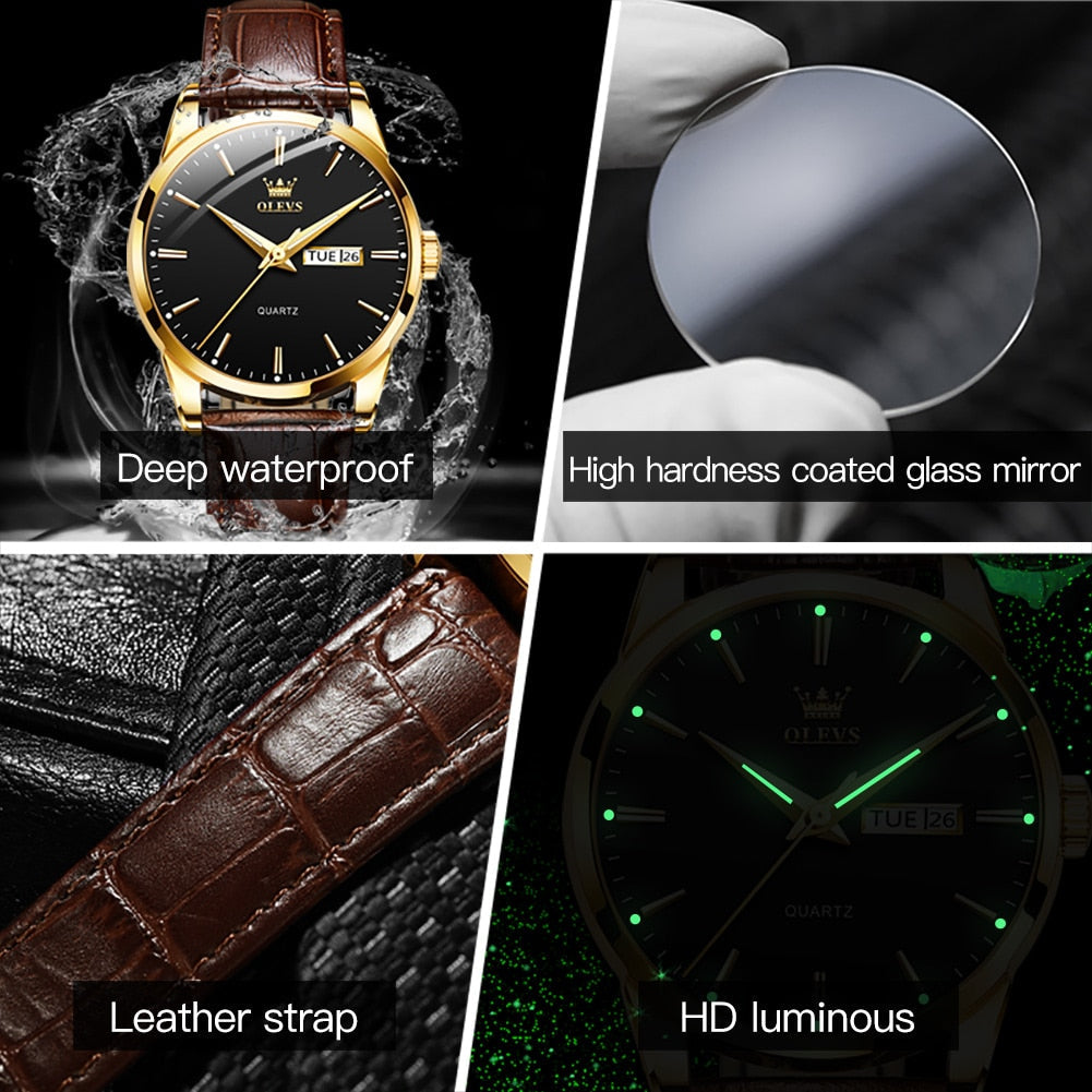 Elegance Leather band Men Watch Details