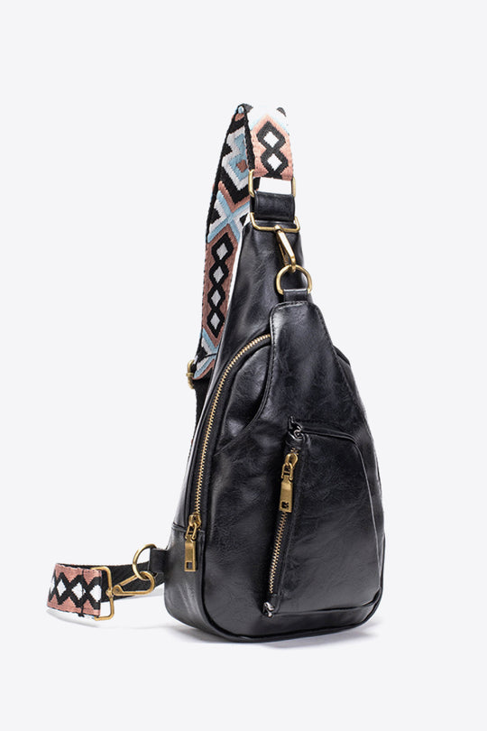 PU leather sailor bag shoulder bag or carried on the back in black