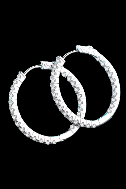 Moissanite Rhodium-Plated Hoop Earrings