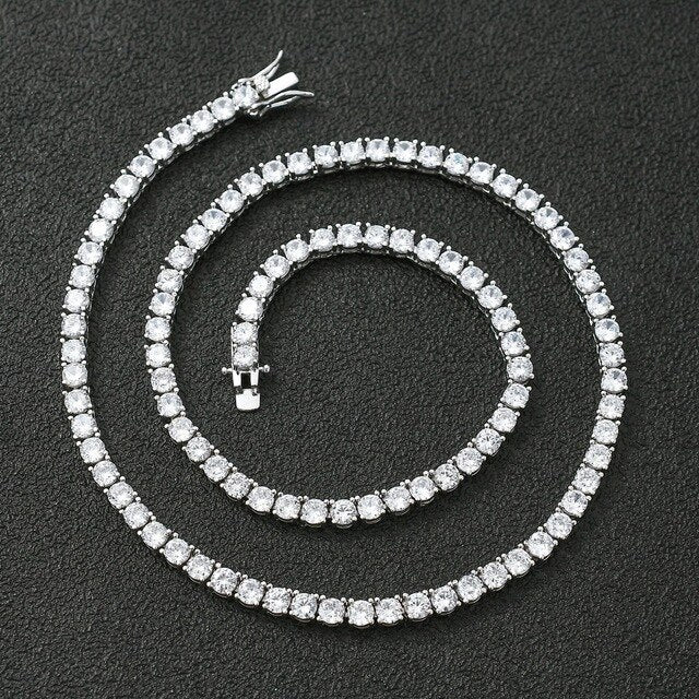 Top Quality CZ Box Clasp Necklace in silver