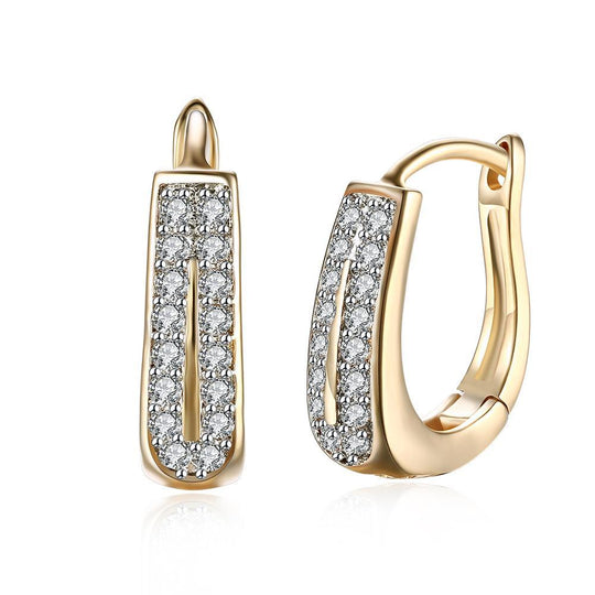 Austrian Elements Harp Shaped Earrings in 14K Gold ITALY Made