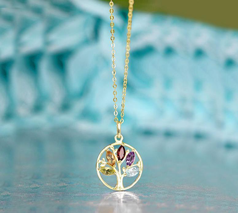 Motherly Rainbow Tree Of Life Necklace in 18K Gold Plated ITALY Made