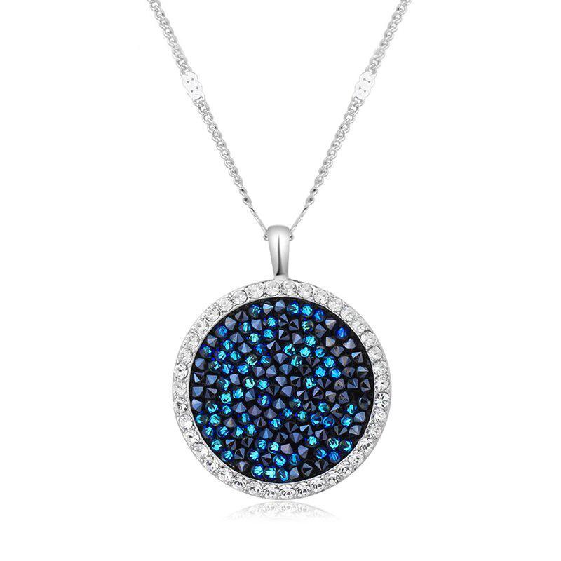 Austrian Crystal dust Sapphire Disc Drop Necklace ITALY Made