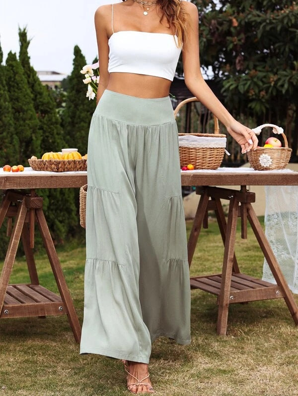 Summer High Waist Loose Pants Casual Wide Leg Cotton Linen Popular