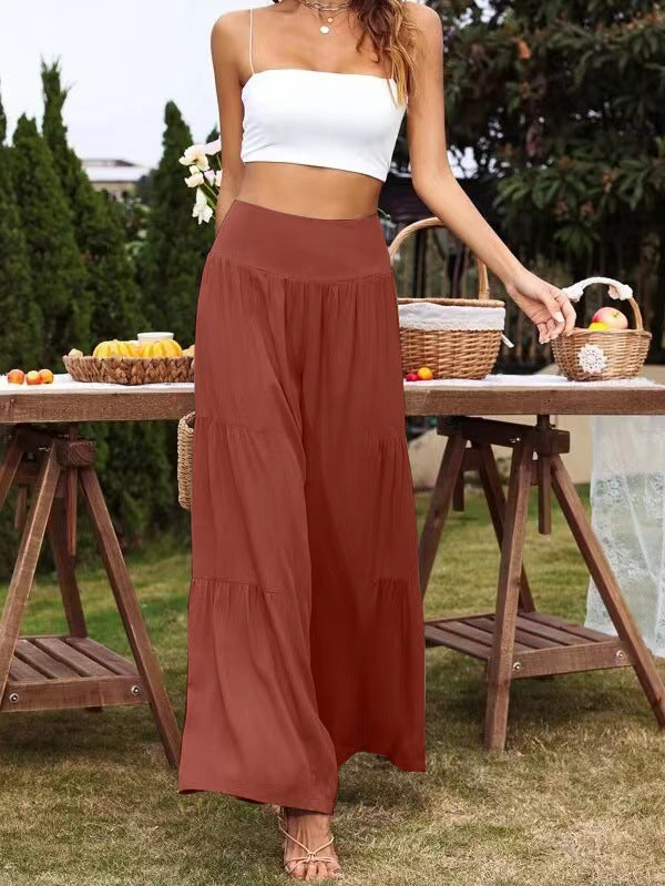 Summer High Waist Loose Pants Casual Wide Leg Cotton Linen Popular