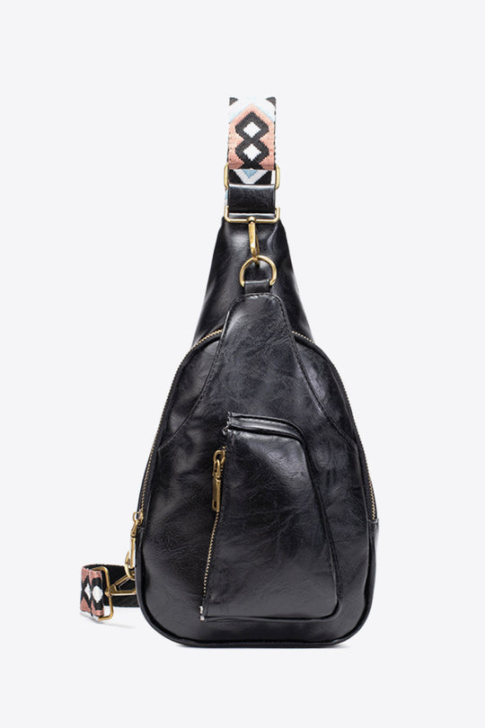 PU leather sailor bag shoulder bag or carried on the back in black