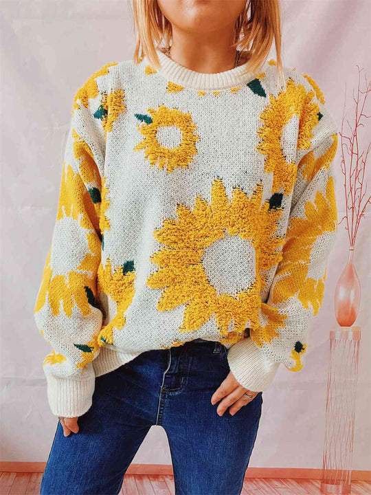 Sunflower Dropped Shoulder Long Sleeve Sweater