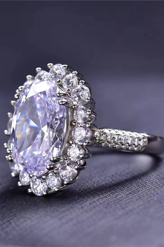 Elegant 8 Carat Oval Moissanite Ring in 925 Sterling Silver with Platinum Plating