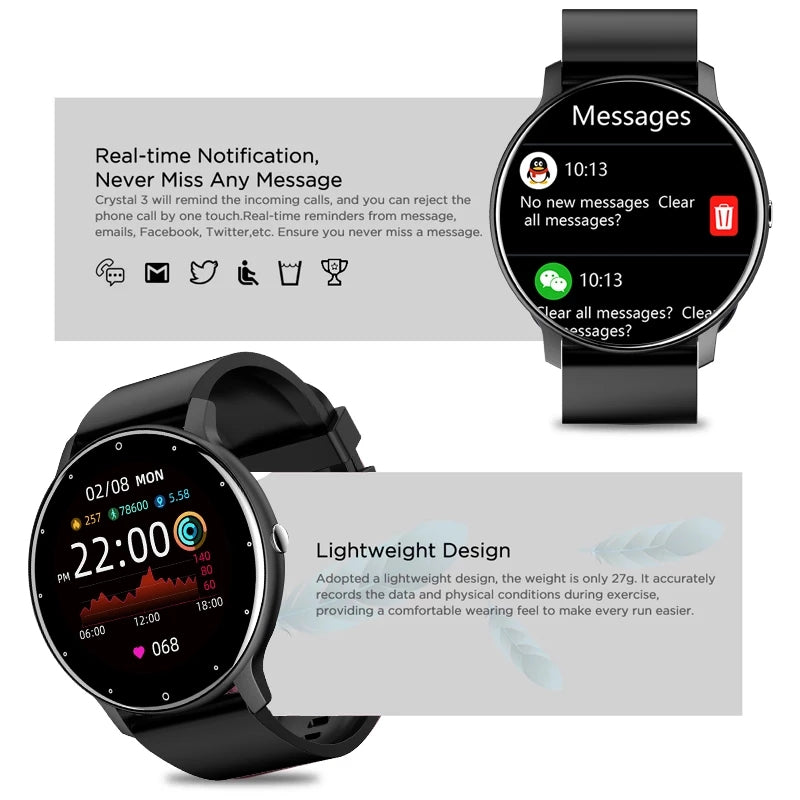 Fitness heart rate Bracelet Smart Watch waterproof real time notification