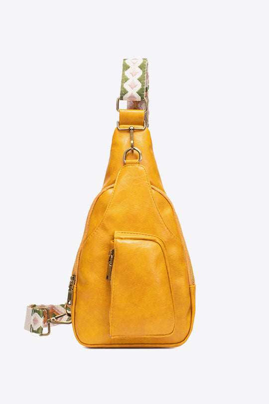 PU leather sailor bag shoulder bag or carried on the back in yellow color