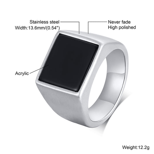 Stainless Steel Square Signet Ring