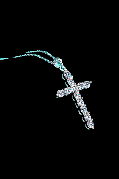 925 Sterling Silver Cross Moissanite Necklace