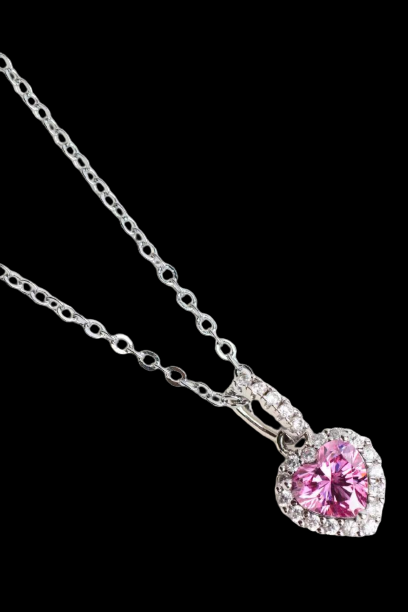 Stunning 1 Carat Moissanite Heart Pendant Necklace in 925 Sterling Silver