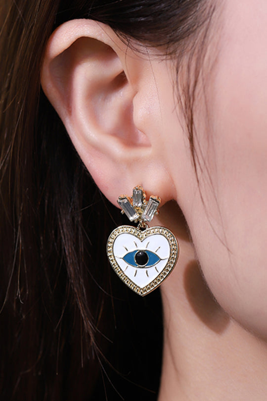 Eye Heart-Shaped Drop Earrings swarovski Crafted