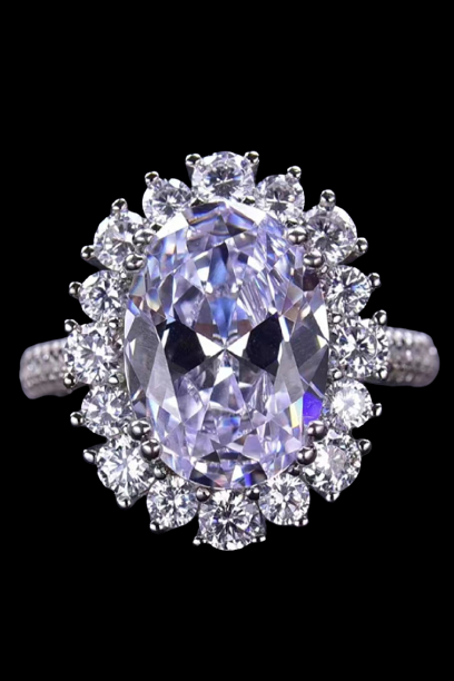 Elegant 8 Carat Oval Moissanite Ring in 925 Sterling Silver with Platinum Plating